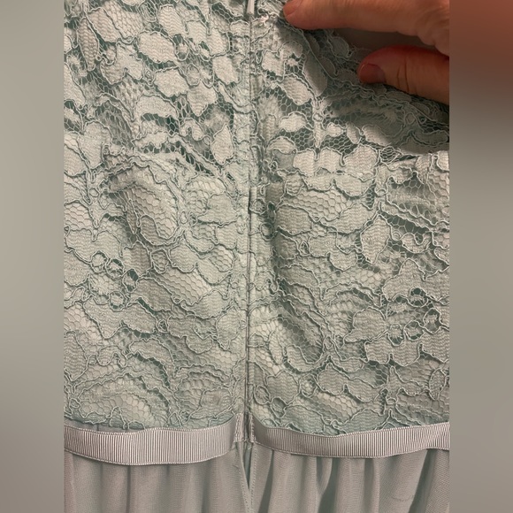 David’s Bridal one shoulder Mint lace and mesh dress Size 16 - Picture 4 of 7